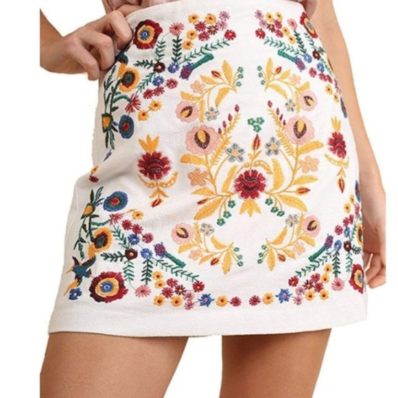 Umgee Dresses & Skirts - Umgee Cream Skirt with Multicolor Floral Design